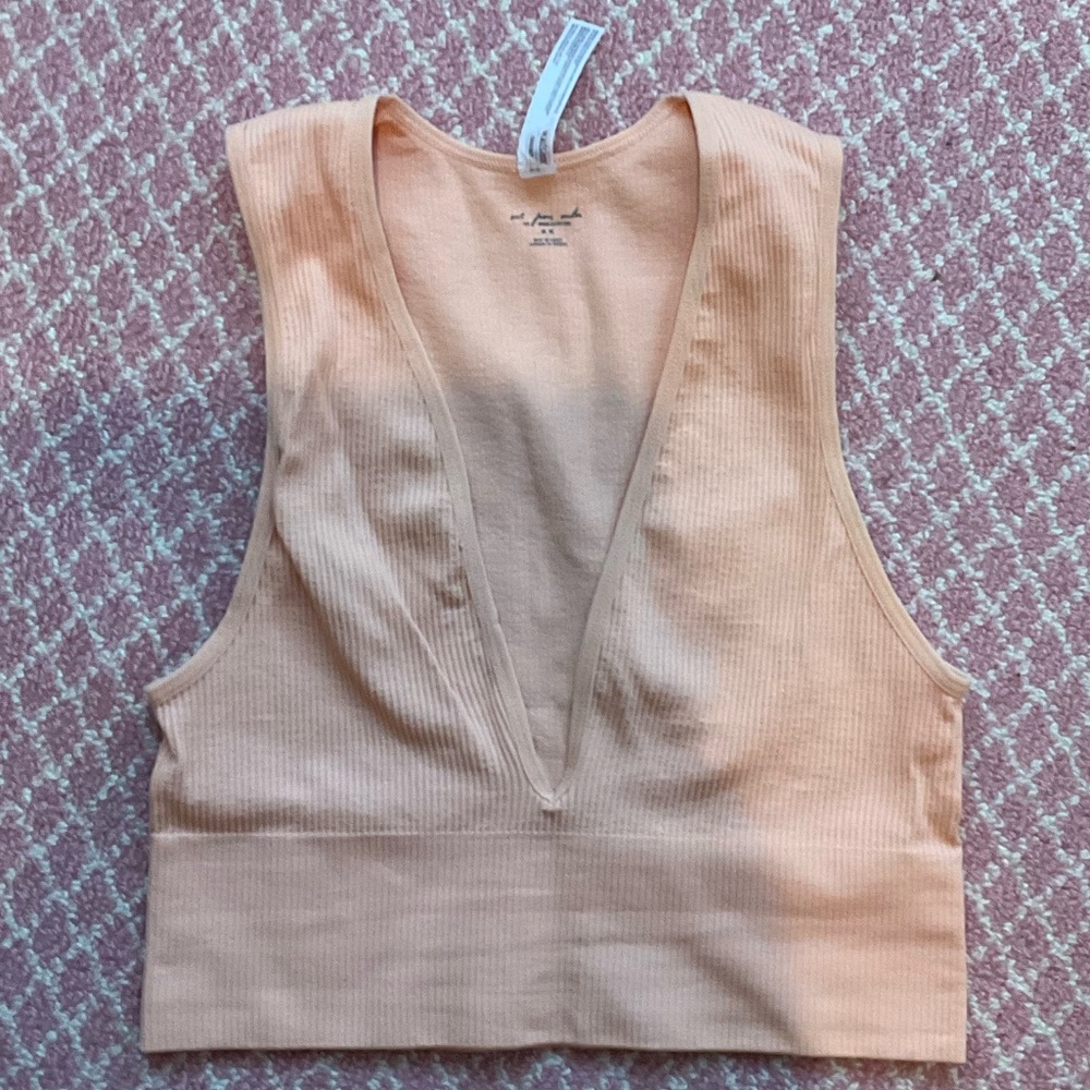 Urban Outfitters Light Orange Sleeveless Crop V Neck Tank Top